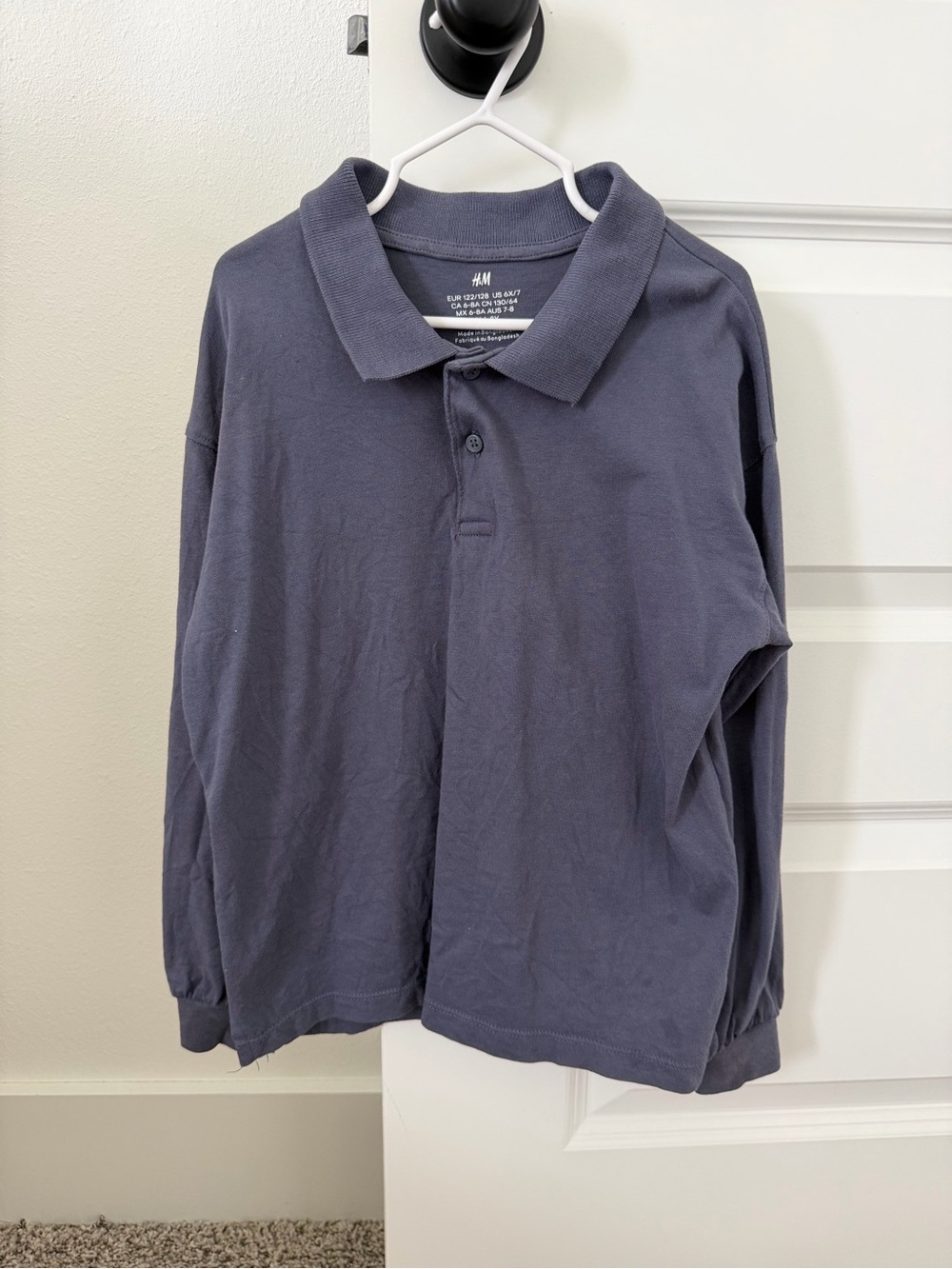 H&M Boys' Long Sleeve Polo Shirt - Dark Blue 6X/7